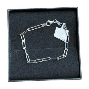 NEW in Box 925 Sterling Silver Paperclip Bracelet 7" Long
